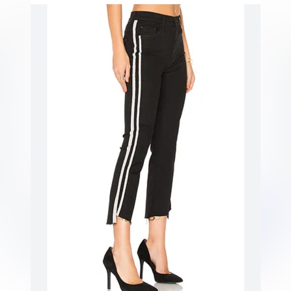 MOTHER Women's Jeans Insider Crop Step Fray Guilty Racer Black Revolve Sz 26